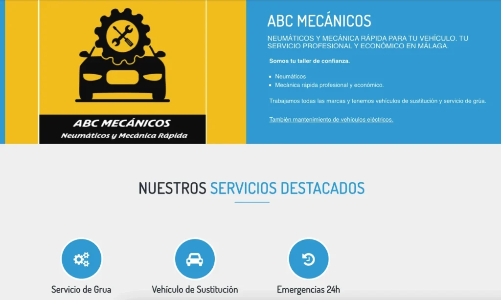 Página web para talleres de mecánica