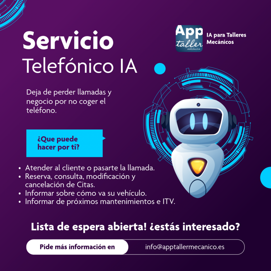 Atiende citas, informa del trabajo y de próximos mantenimientos.
